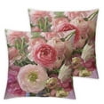 thumbnail image 2 of JRXY Shabby Chic Throw Pillow Covers, Floral Decorative Cushion Flower Pillow Cases, Pink Rose Pillow Cases for for Summer Spring Wedding(2 Pack) 12x12in, 2 of 6