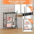 thumbnail image 3 of Broom and Mop Holder, Broom Storage Hanger, Cleaning Cart with Broom and Mop Hanger, Cleaning Cart with Wheels, Janitorial Cart for Household, Laundry Room Organization, 3 of 6