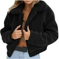 thumbnail image 2 of clear 50% off Usmixi 2023 Winter Womens Plush Coat Faux Fur Coat for Women Winter Warm Thickened Cozy Fuzzy Fleece Cropped Coat Casual Solid Lapel Zip up Long Sleeve Fluffy Furry Outwear Up to 65% off, 2 of 7