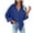 Blue, variant on KIHOUT Women's Corduroy Buttoned Cardigan Long Sleeve Lapel Loose Padded Shirt Tops