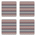 thumbnail image 1 of Aztec Coaster Set of 4, Cultural Design of Horizontal Zigzags and Lines, Square Hardboard Gloss Coasters, Standard Size, Salmon Night Blue Tan, by Ambesonne, 1 of 2