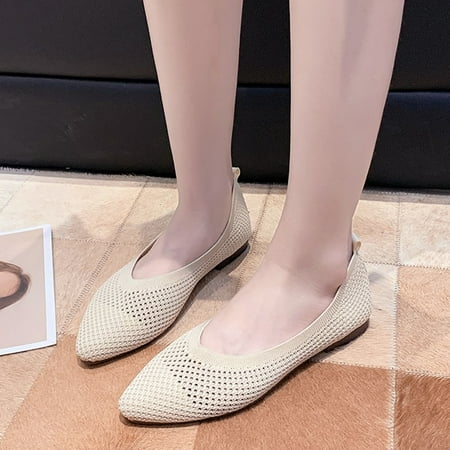 

Aayomet High Heels Women Summer Women Shoes Knitted Shallow Mouth Autumn Fashion Casual Pointed Toe Low Heeled Solid Color Beige 8