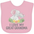 thumbnail image 3 of Inktastic I Love My Great Grandma Cute Elephants and Spring Flowers Boys or Girls Baby Bib, 3 of 4