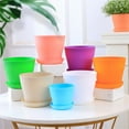 thumbnail image 5 of Tutuviw 8 Pcs Plastic Planters Indoor Flower Plant Pots, Mini Flower Seedlings Nursery Pot / Planter / Flower Pot with Pallet, Modern Decorative Gardening Containers (Size S ), 5 of 7
