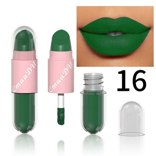 Barra de labios doble, hidratante, de larga duración, no pegajosa, mate, 2 ml + 2 g por barra.