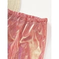 thumbnail image 5 of Alvivi Girls Kids Metallic Active Dance Leggings Shiny Sparkly Stretch Ankle Length Tights Pants Red 13-14, 5 of 7