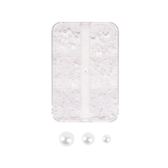 1 Box Nail Art Decor Shiny Three-dimensional Glitter Non-falling DIY Mini 12 Grids Bow Faux Pearl Camellia Manicure Decor Women Supply