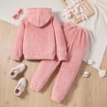 thumbnail image 4 of lnmuld Winter Outfits 2 Piece Adorable Girls Winter Outfits Bear Ears Hooded Sweatshirt and Soft Jogger Pants Playful Set Solid Color Size:6-7 Years, 4 of 6