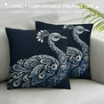 thumbnail image 3 of JRXY Chinese style blue and white porcelain peacock Pillow Covers Decorative Couch Pillow Cases Throw Pillows Decor For Living Room Bed Couch Sofa Porch(blue and white porcelain decoration) 22x22in, 3 of 5