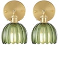 thumbnail image 6 of More Change Wall Sconces Set of Two Hardwired, Vintage Wall Sconce Light with Tulip Green Glass Lampshade, Bathroom Wall Sconces, 6 of 8