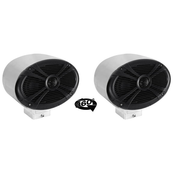 (2) Rockville 6x9" 1000w 360° Degree Swivel Chrome Surface Mount Boat Speakers