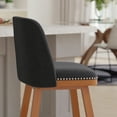 thumbnail image 4 of Emma + Oliver Set of Two Charcoal Faux Linen Upholstered 24" Counter Height Mid-Back Stools with Nailhead Accent Trim & Walnut Finished Wood Frames, 4 of 13