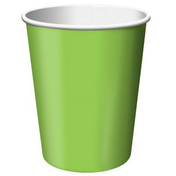 Party Central Hot and Cold Disposable Paper Drinking Party Tumbler Cups - 9oz. - Lime Green - Club
