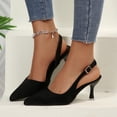 thumbnail image 6 of Miluxas Kitten Heels for Women Pointed Toe Pumps Leather Low Heel Slingback Heels with Buckle Dress Shoes for Dating Party Working Black 7.5(40), 6 of 9