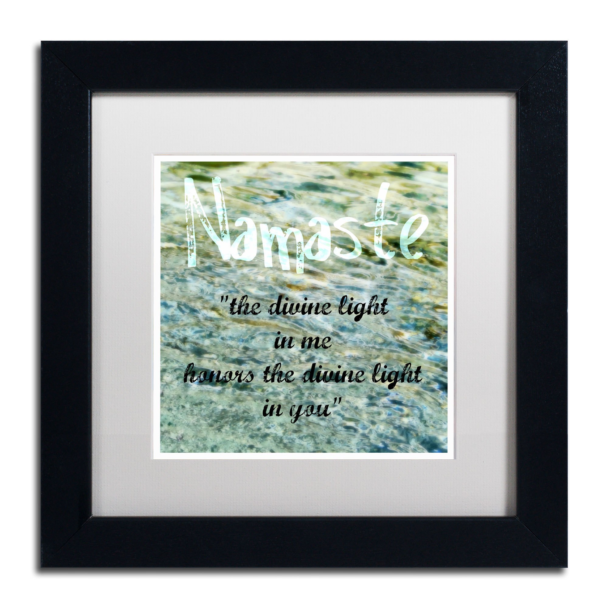 "Namaste with Water Pool" Canvas Art by Michelle Calkins, White Matte, Black Frame