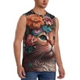 thumbnail image 2 of Fotbe Flower Crown Cat Men's Camiseta sin Mangas Estampada para Hombres, Playera Casual para Gimnasio, Entrenamiento, Playa-3X-Large, 2 of 7