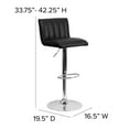 thumbnail image 6 of Flash Furniture Contemporary Black Vinyl Adjustable Height Barstool with Vertical Stitch Back/Seat and Chrome Base, 6 of 12