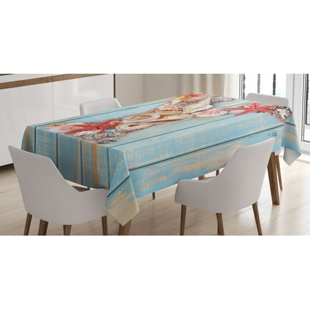 

Letter Y Tablecloth Aquatic Typography with Y Blue Vertical Planks Starfishes Scallops Rectangular Table Cover for Dining Room Kitchen 60 X 84 Inches Pale Blue Ivory Dark Coral by Ambesonne