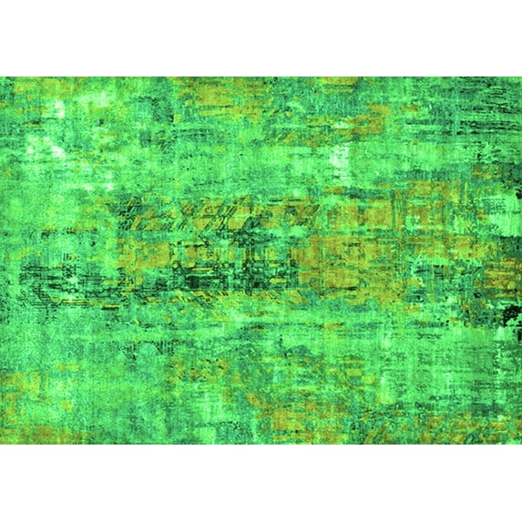 Ahgly Company Indoor Rectangle Oriental Green Industrial Area Rugs, 2' x 4'
