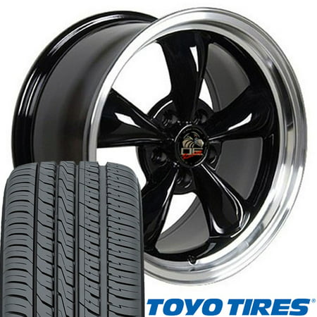 17 Inch Fit Ford Mustang Bullitt Style Black 17x9 Rims Mach'd Lip Toyo Proxes 4 Plus Tires