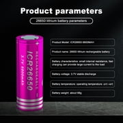 26650 Rechargeable Battery, 6800mAh High Capacity 3.7v Lithium-ion Flat Top Battery for Flashlight Torch