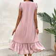 thumbnail image 5 of Diufon Maxi Dresses for Women Summer Solid Color Ruffle Hem Dress Round Neck Cap Sleeve Dress, 5 of 5