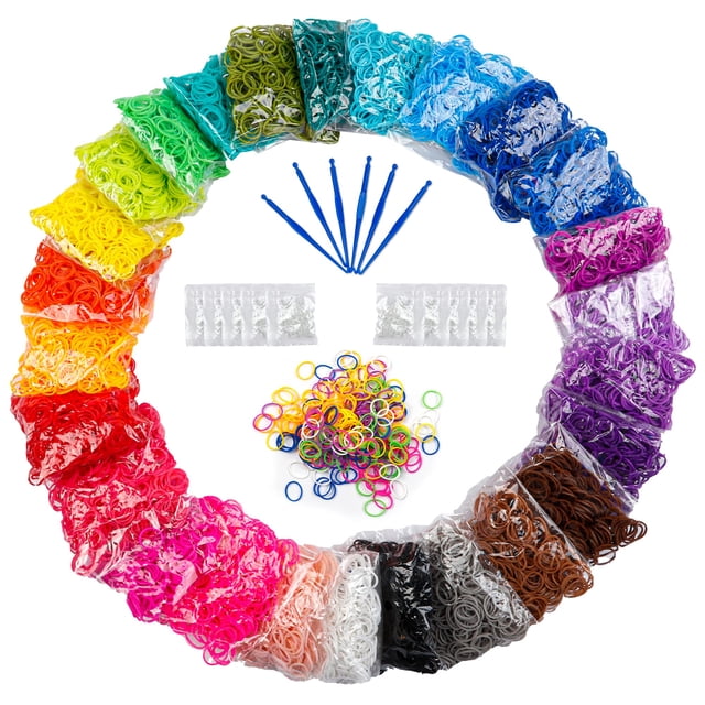 Kit de recarga de gomas elásticas Booriss Loom 12730+ con 500 clips y 6 ganchos