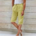 thumbnail image 2 of JJHGVB Cotton Linen Capris for Women Beach Resort Pants Wide Leg Capri Linen Bermuda Shorts for Women Baggy Shorts Women Beach Boho Casual Pants Women Linen Shorts Resort Wear for Women 2026 Yellow S, 2 of 6