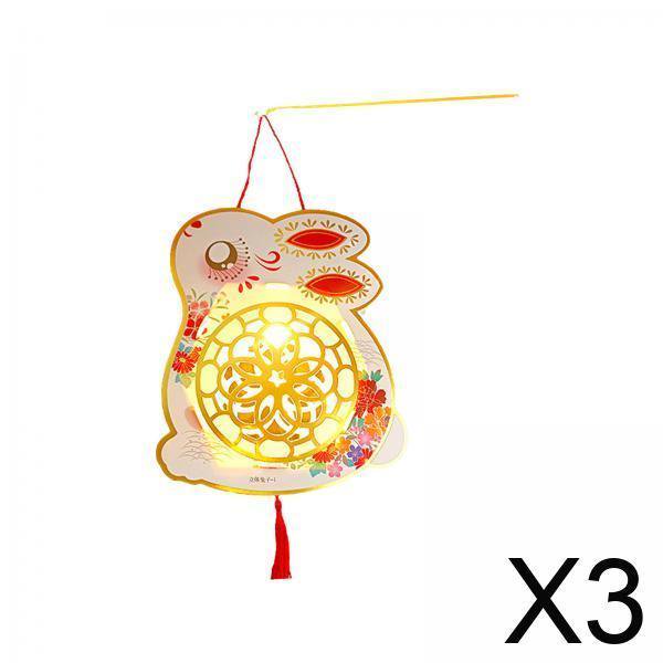 Kit De Fabricación De Faroles De Conejo 3x3D DIY Farol De Conejo Chino Para La Habitación Del Hogar Estilo Festivo A