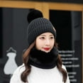 thumbnail image 4 of Chapeau pour Femmes Hiver Mode Femmes Hiver Bonnet Tricoté Col Boule Ensemble Épais Chaud Uni Cache-Oreilles Chapeau, 4 of 4