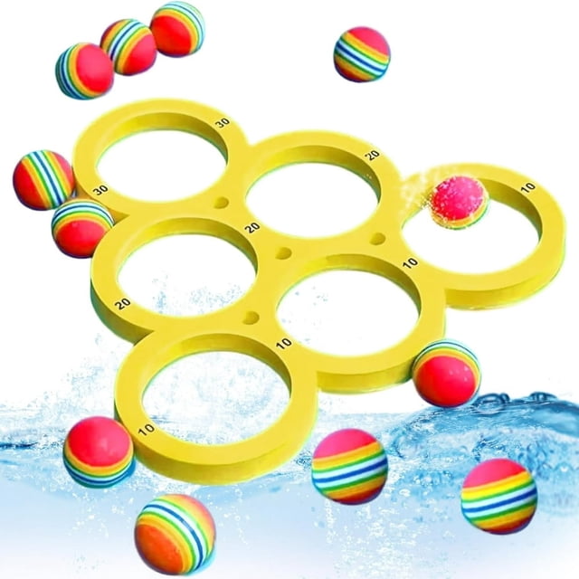 LEEYNEER Floating Pool Throwing Game Summer Swimming Pool/Beach Toys with 12 Colorful Tossing Balls