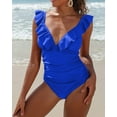 thumbnail image 4 of Maillots de Bain une Pièce à Volants pour Femmes Monokini Froncé Col en V, 4 of 7