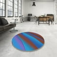 thumbnail image 3 of Ahgly Company Indoor Round Patterned DodgerBlue Area Rugs, 4' Round, 3 of 6