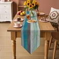 thumbnail image 5 of Table Runners 120 Inches Long, Turquoise Wooden Grain Cotton Linen Kitchen Dining Coffee Table Runner for Party Home Decor, Country Vintage Mottled Stripes Tabletop Dresser Scarves 13x120 Inch, 5 of 9