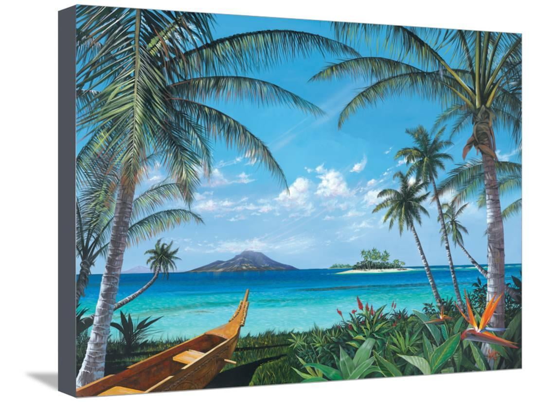 Tropic Travels Tropical Coastal Beach Ocean Landscape Art Stretched
