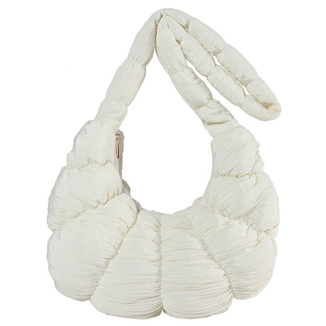 6105 Cloud Bag Bolso Plisado para Axila Bolso Bandolera Tipo Bandolera Con Masa Hervida (S Blanco) Pequeño Blanco