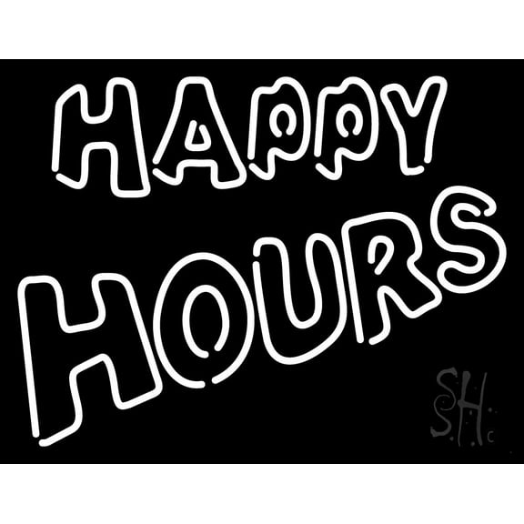 Happy Hours LED Neon Sign 15 x 19 - inches, Clear Edge Cut Acrylic Backing, with Dimmer - Bright and Premium built indoor LED Neon Sign for Bar decor.