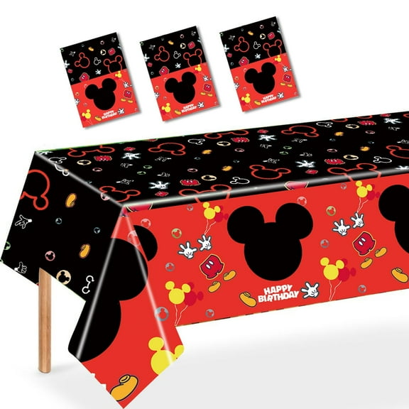 3pcs Cartoon Anime Rectangular Tablecloths Mickey Plastic disposable tablecloth decorations for boys and girls party decoration supplies 87x51inch