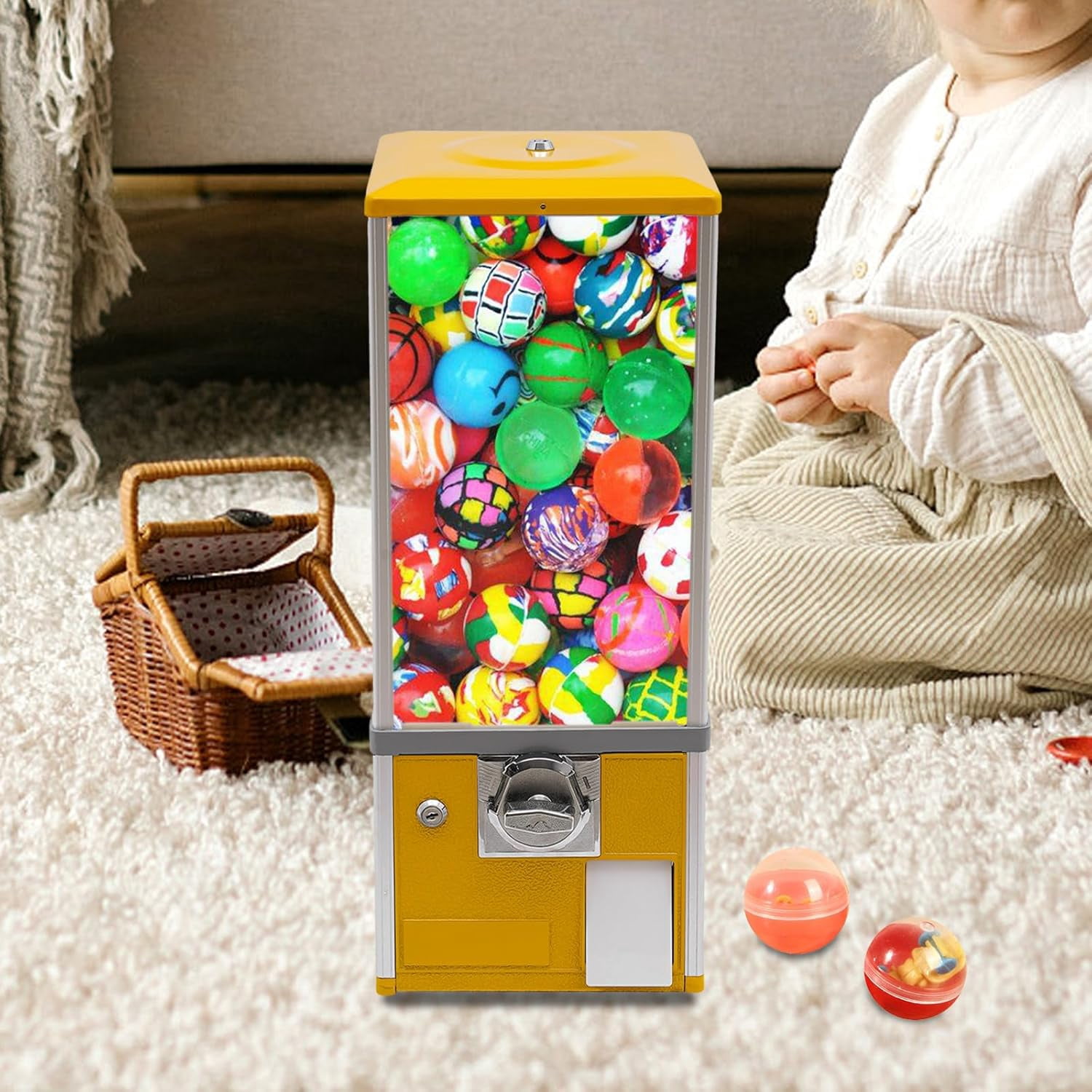 Vending Machine,Commercial Vending Machine,Automatic Candy Gumball Vending Machine,Candy Dispenser Machine for Stores (Yellow),Vending Machine for Home, Gaming Stores