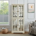 thumbnail image 3 of AENKYO 68" Antique Glass Display Case with E26 Bulb & Adjustable Shelves - Elegant Curio Cabinet for Living Room, White, 3 of 10