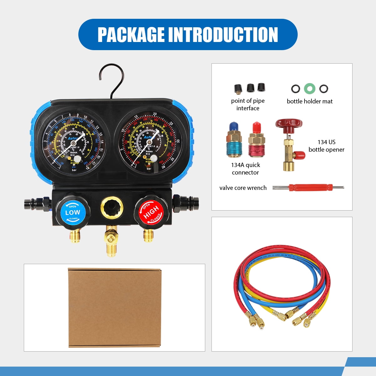 Mrcartool Refrigeration Digital Manifold Pressure Gauge HVAC System Tester for Home Ship Car A/C