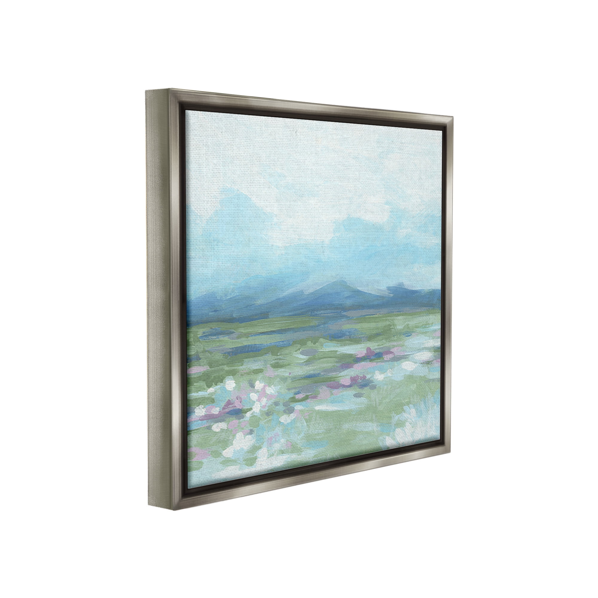 Stupell Industries Foggy Mountain Valley Landscape Painting Gray Floater Framed Canvas Art Print Wall Art, 25 x 25