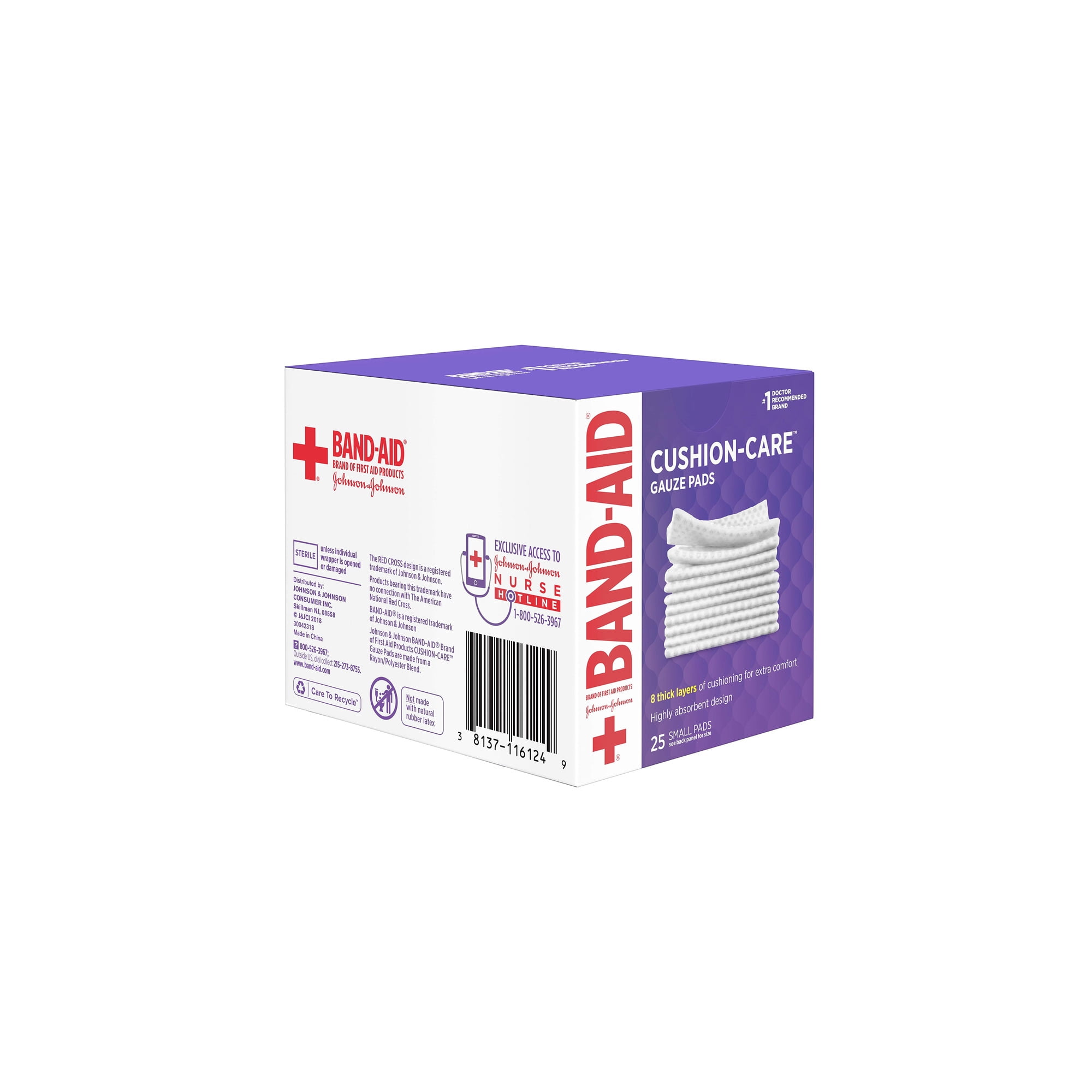 Band-Aid Brand Small Cushion Care Thick Gauze Pads 2 in X 2 in 25 Ct (Pack of 24)