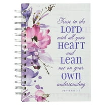Christian Art Gifts Journal with Scripture for Women Trust in the Lord Proverbs 3:5 Bible Verse Purple Floral Watercolor 192 Ruled Pages, Large Hardcover Notebook, Wire Bound (Hardcover)