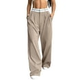 thumbnail image 2 of Spring and Autumn Women'S Wide-Leg Pants High Waist Business Casual Work Pants Khaki L, 2 of 9