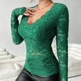 thumbnail image 6 of Ltctricy Women's Lace Mesh Tops Long Sleeve V Neck See Through Floral Embroidery Slim T Shirts Going out Blouses Party Club Outfits, 6 of 7