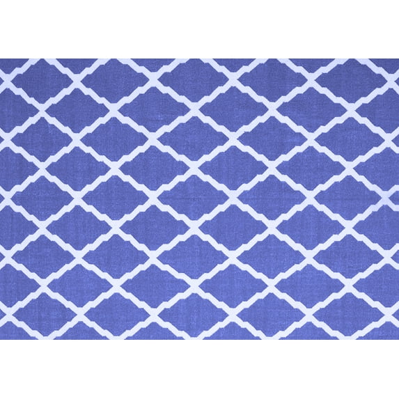 Ahgly Company Machine Washable Indoor Rectangle Trellis Blue Modern Area Rugs, 7' x 9'