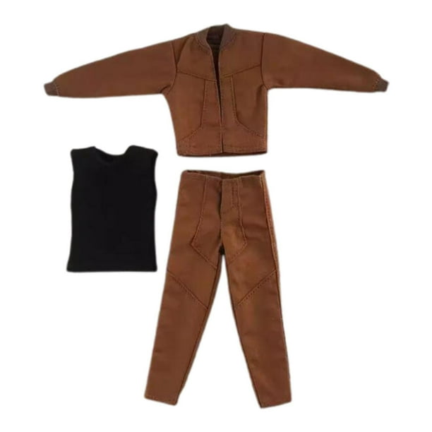 Figura de acción 1:12 Ropa Figura Accesorios Moda Hombre Conjunto 3 Piezas Chaqueta Marrón