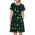 thumbnail image 1 of Bixox Robe d'Été à Manches Courtes pour Femmes Robe Ample Longueur Genou avec Poches-Dinosaures, 1 of 7