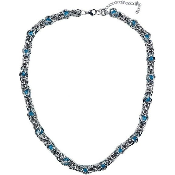 Pure Titanium Double Link Necklace,Curb Cuban Chain Necklace,Sapphire Setting Necklace,Solid Titanium